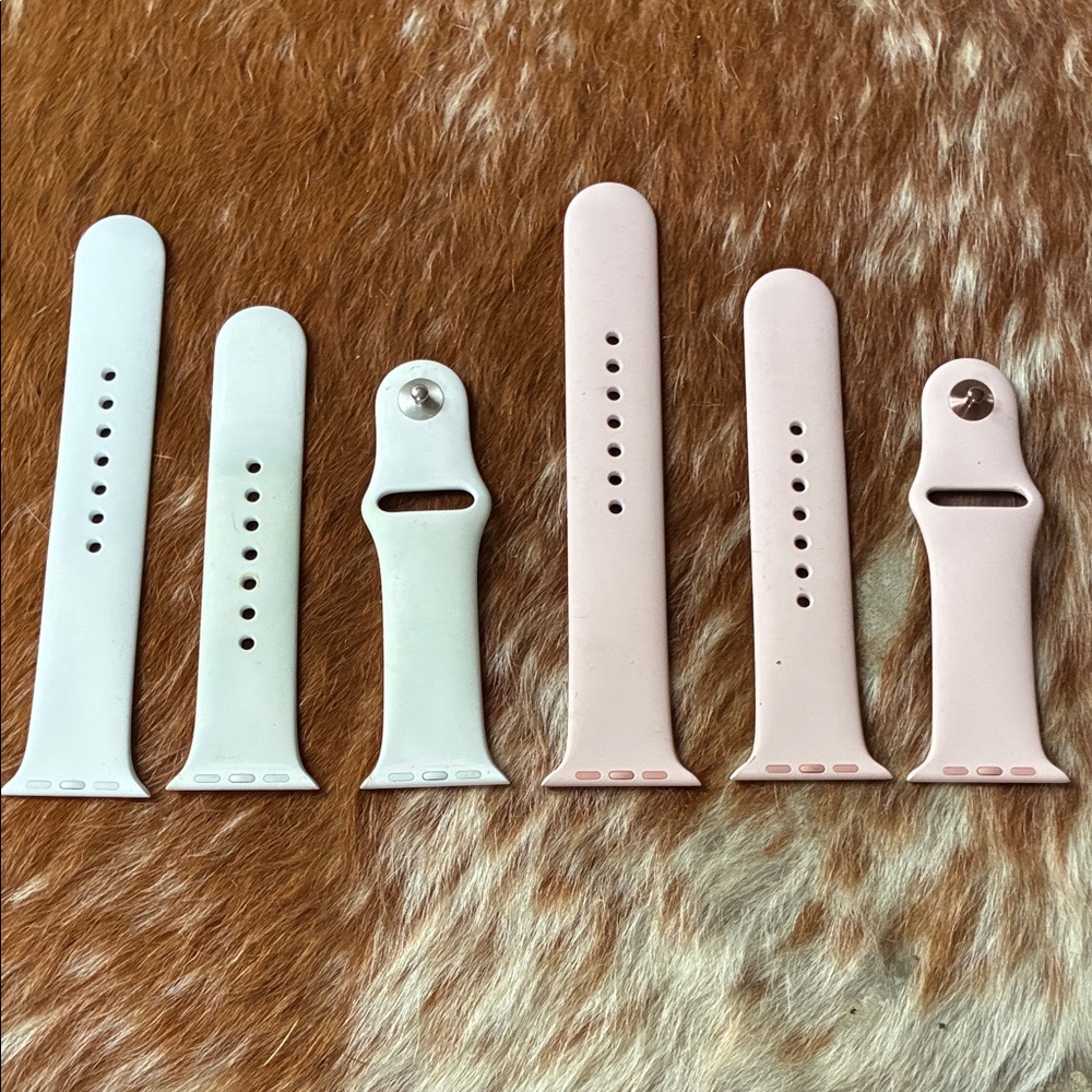 Silicone Apple Watch Bands - White & Pale Pink